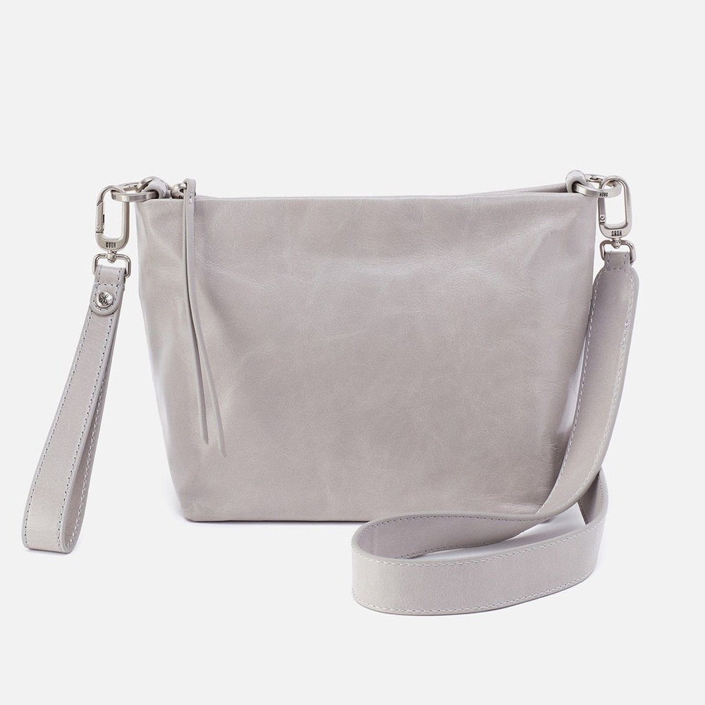 HOBO Ashe Crossbody In Polished Leather LIGHT GREY